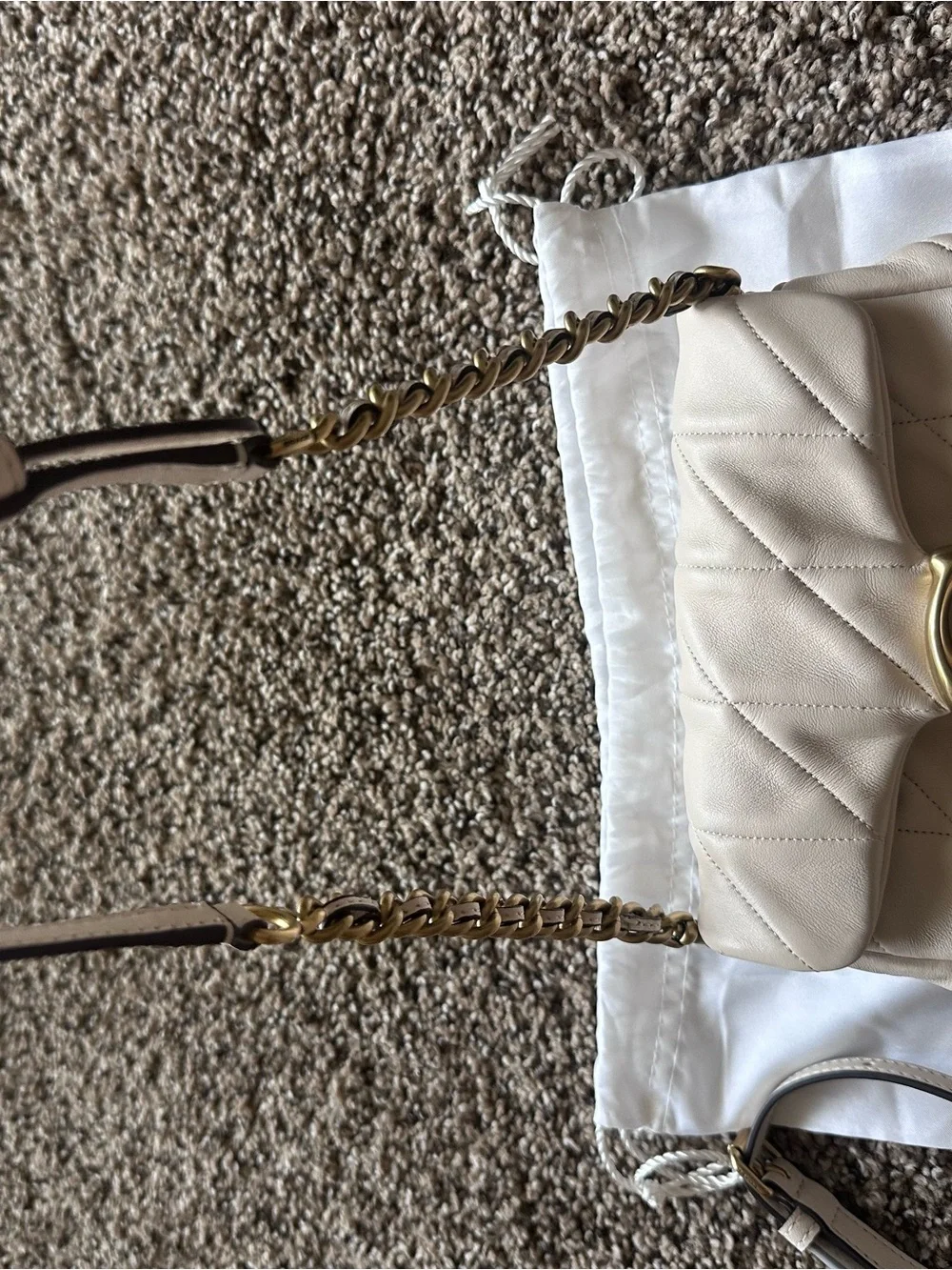 Coach Quilted Leather Shoulder Bag in Chalk